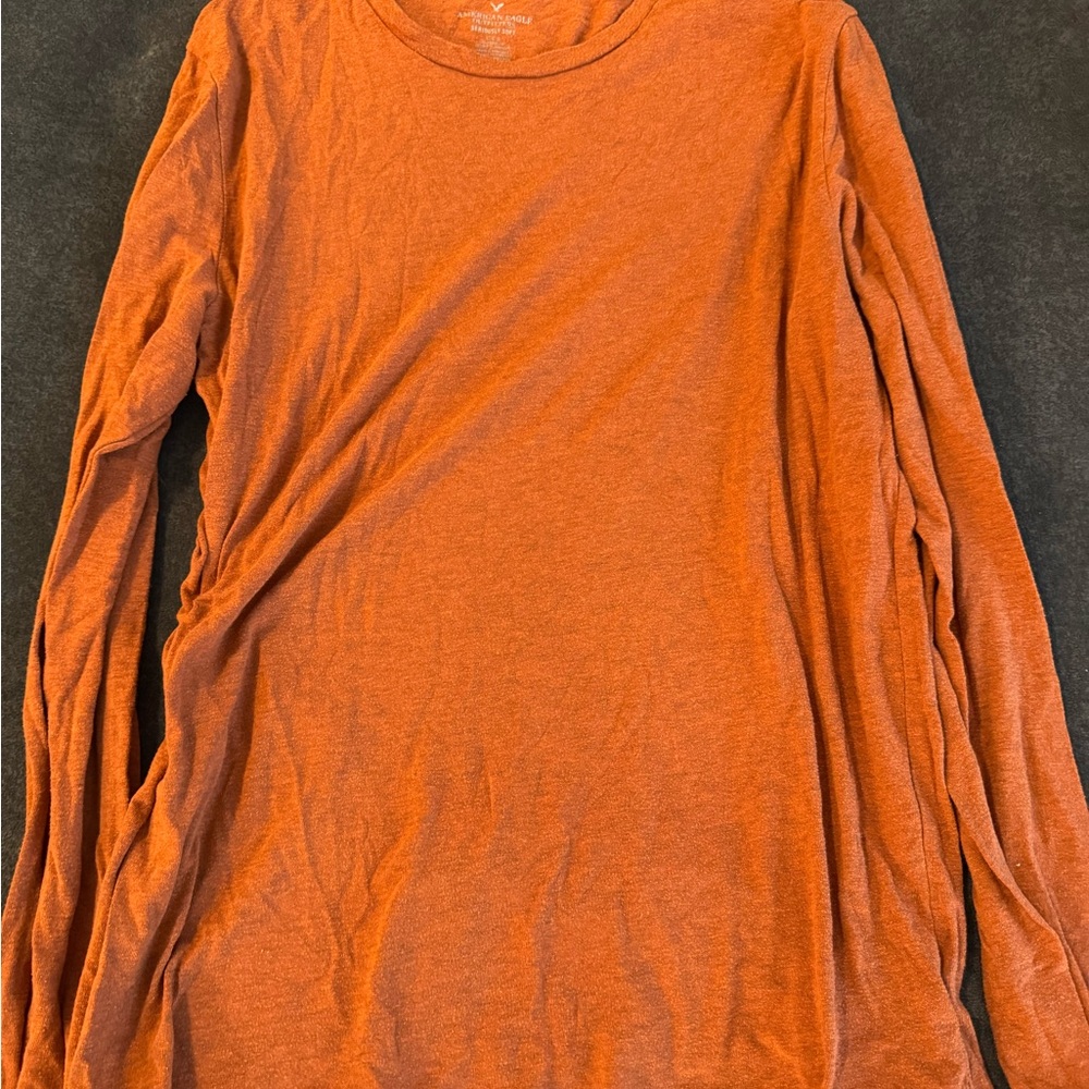 American Eagle Outfitters Rust Long Sleeve Shirt